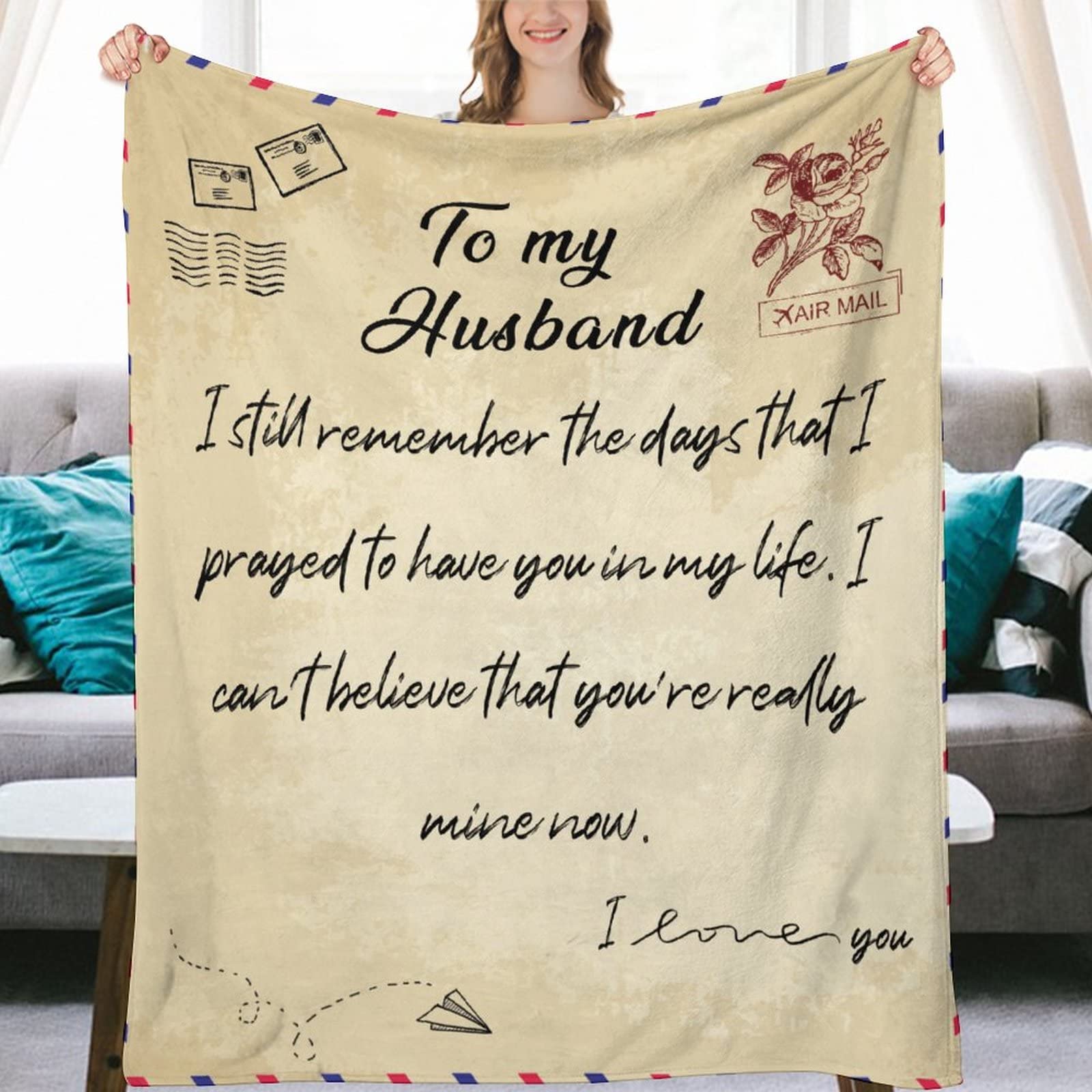 Couverture en flanelle chaleureuse au message d'amour spirituel pour son époux