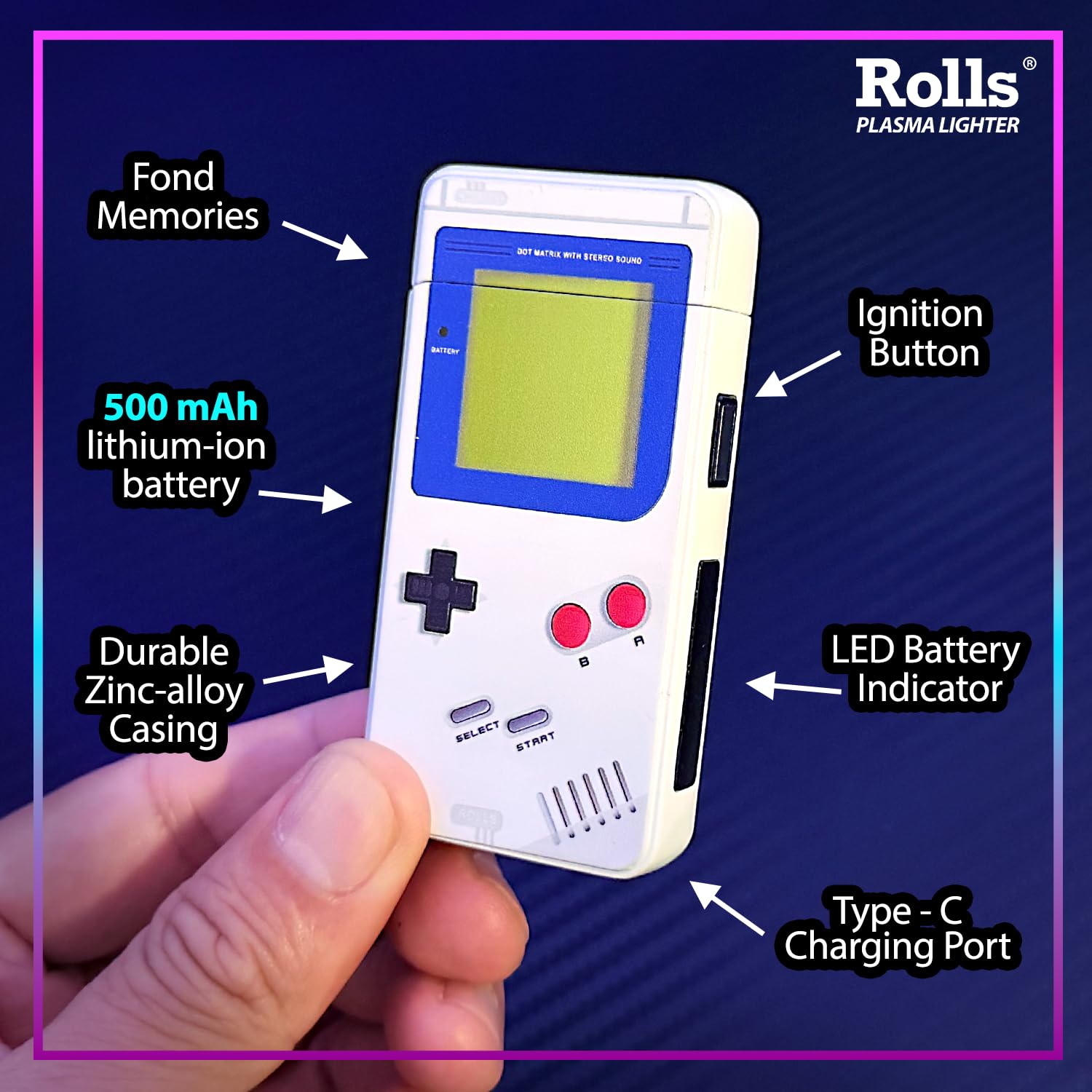 Rolls Plasma Lighter Briquet électrique Rolls – Cadeaux pour hommes – Briquets cool – Électrique rechargeable – Briquets à bougies – Gadgets uniques personnalisés – Cadeaux d'anniversaire pour hommes