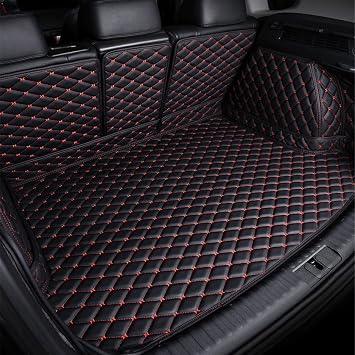 Full Coverage Car Boot Trunk Mat Liner for Hond-a CRV CR-V Hybrid 2019 2020 2021 2022, Car Boot Cover Anti-Slip Carpets Auto Styling Accessories,Black Red