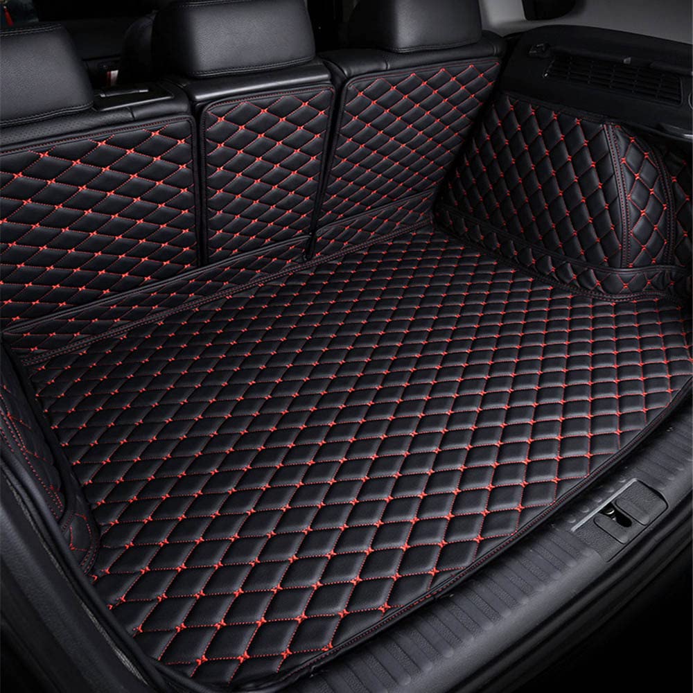 Full Coverage Car Boot Trunk Mat Liner for Hond-a CRV CR-V Hybrid 2019 2020 2021 2022, Car Boot Cover Anti-Slip Carpets Auto Styling Accessories,Black Red