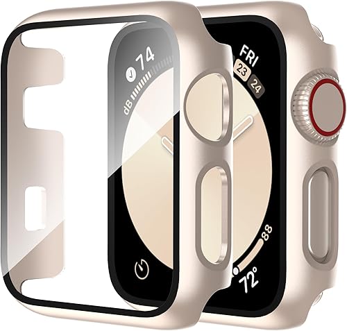 Miniatura 48 de Smiling Paquete de 2 fundas compatibles con Apple Watch Serie 3/Serie 2 de 1.49 pulgadas, protector de pantalla vidrio templado, carcasa rígida