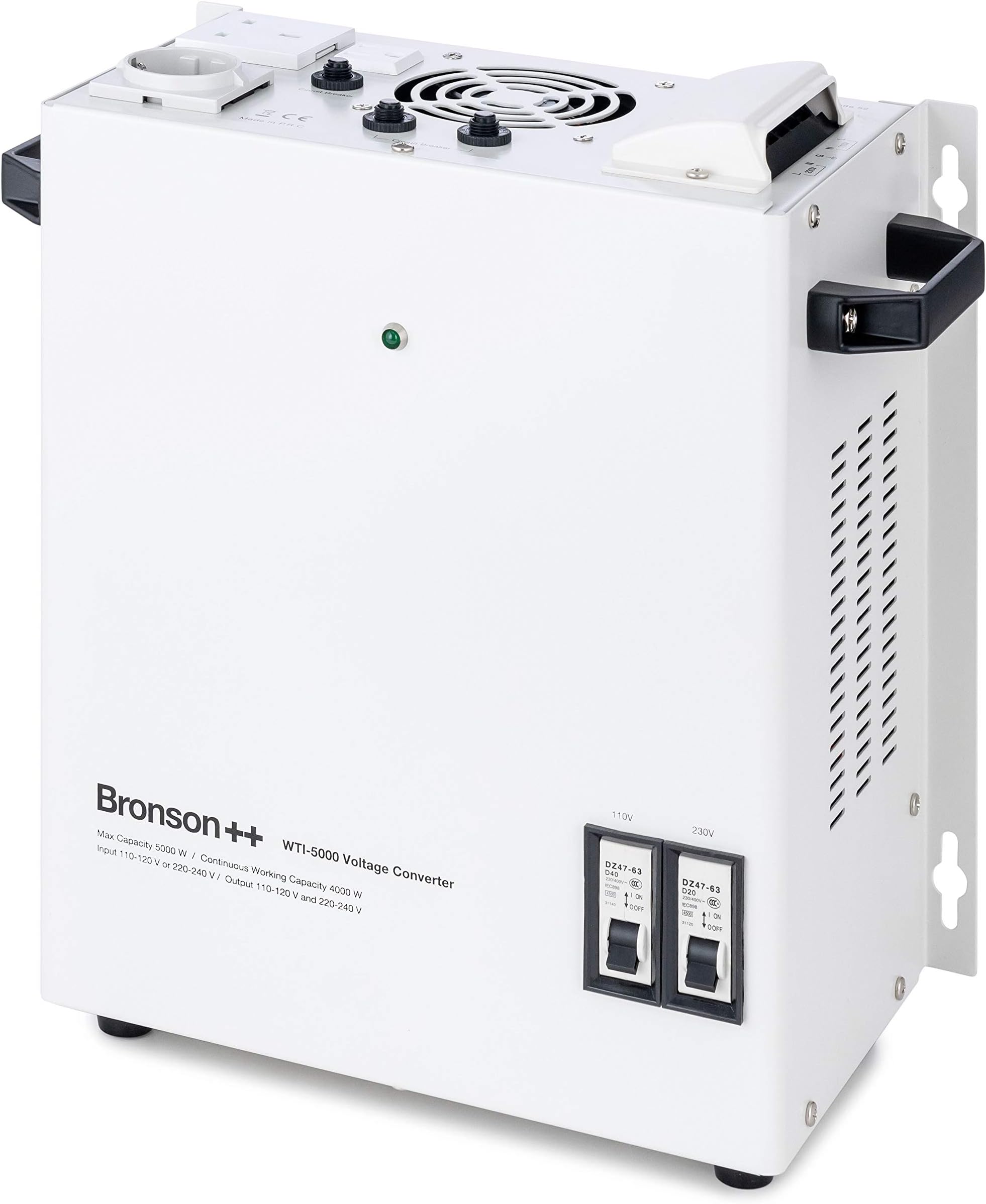 Bronson++ WTI 5000 110 Volt USA Transformer Step Up Down Voltage Converter 5000 Watt - In: 110V or 220V / Out: 110V and 220V - Bronson 5000W