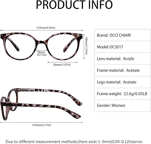 Miniatura 5 de OCCI CHIARI Gafas de lectura para mujeres pequeñas, cómodas y elegantes