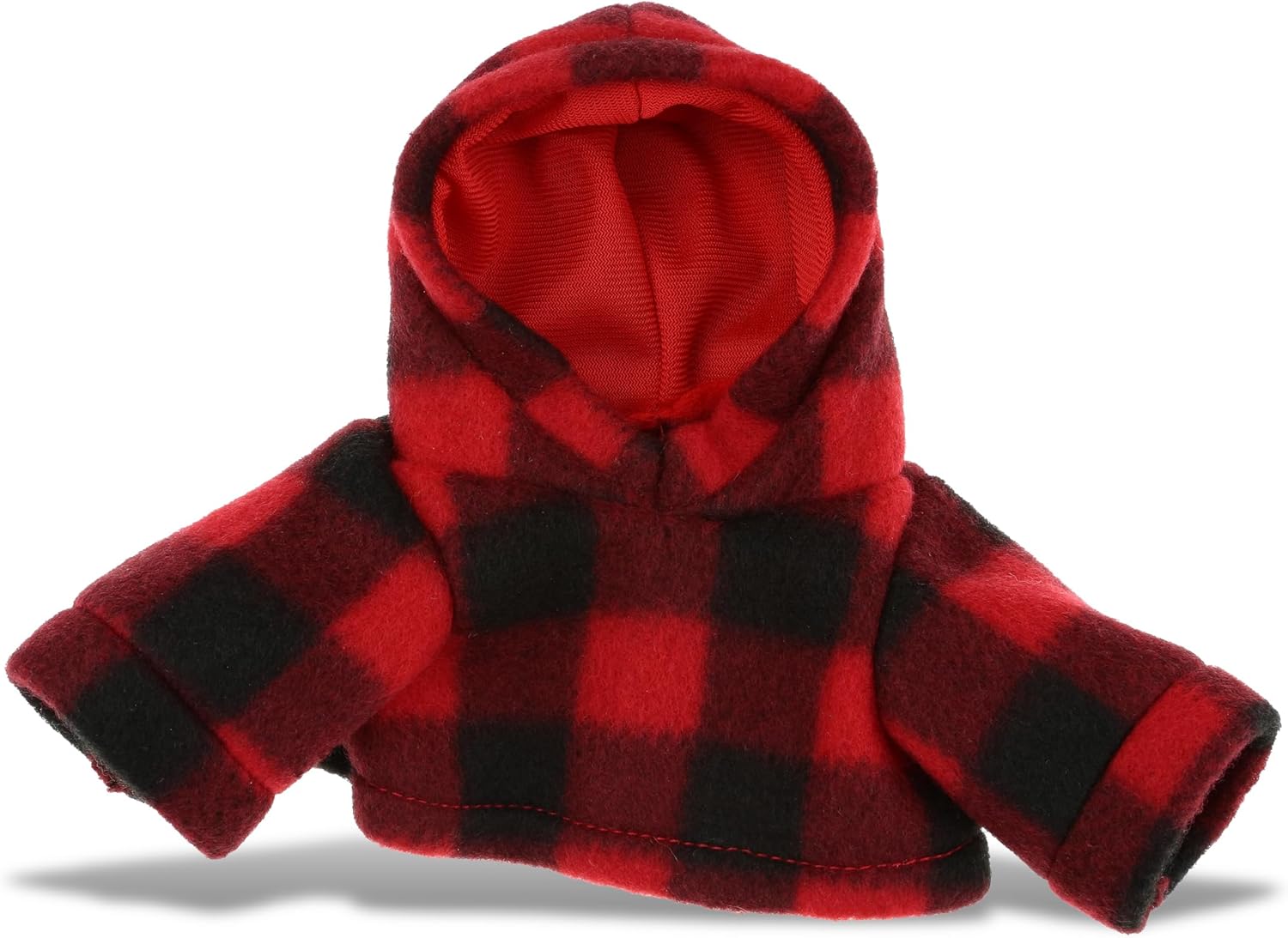 DolliBu Red Hoodie Plaid Jacket Teddy Bear Clothes - Cute Red Long Sleeve Shirt Plaid Flannel Sweater For Teddy Bear, Stuffed Animal Dress Up Lumberjack Costume, Plush Toy Clothing Accessories - Small