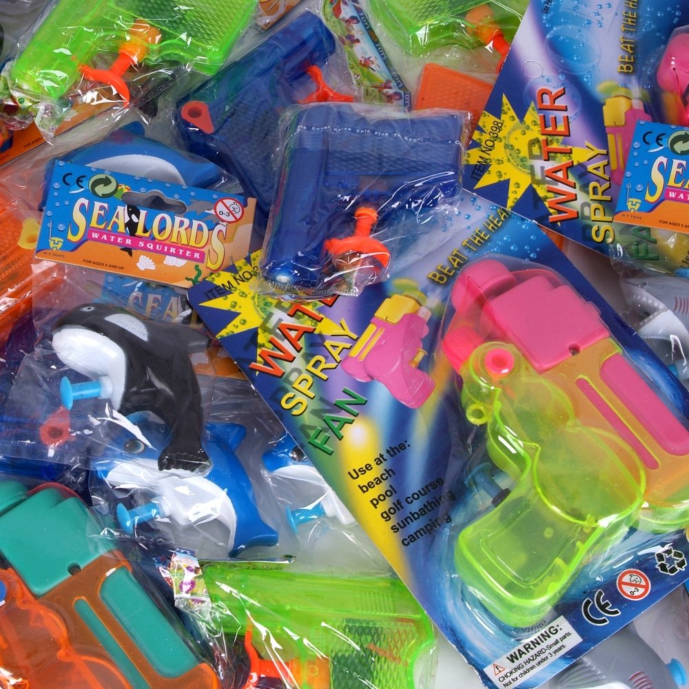 25 Plastic Squirt Water Gun Assortment - (25 Pc Per Package)
