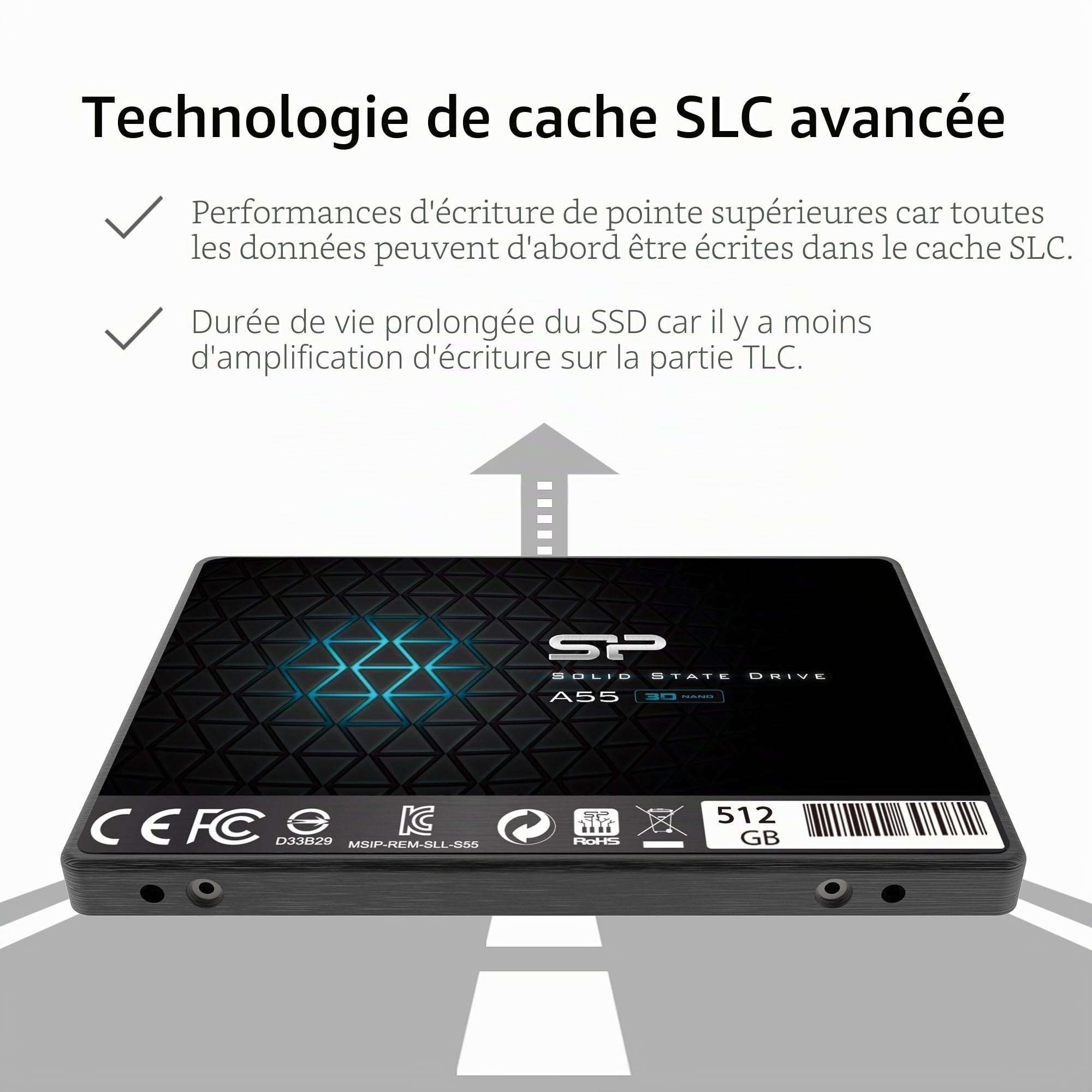 Silicon Power SSD 512GB 3D NAND A55 2.5" SATA III Internal Solid State Drive