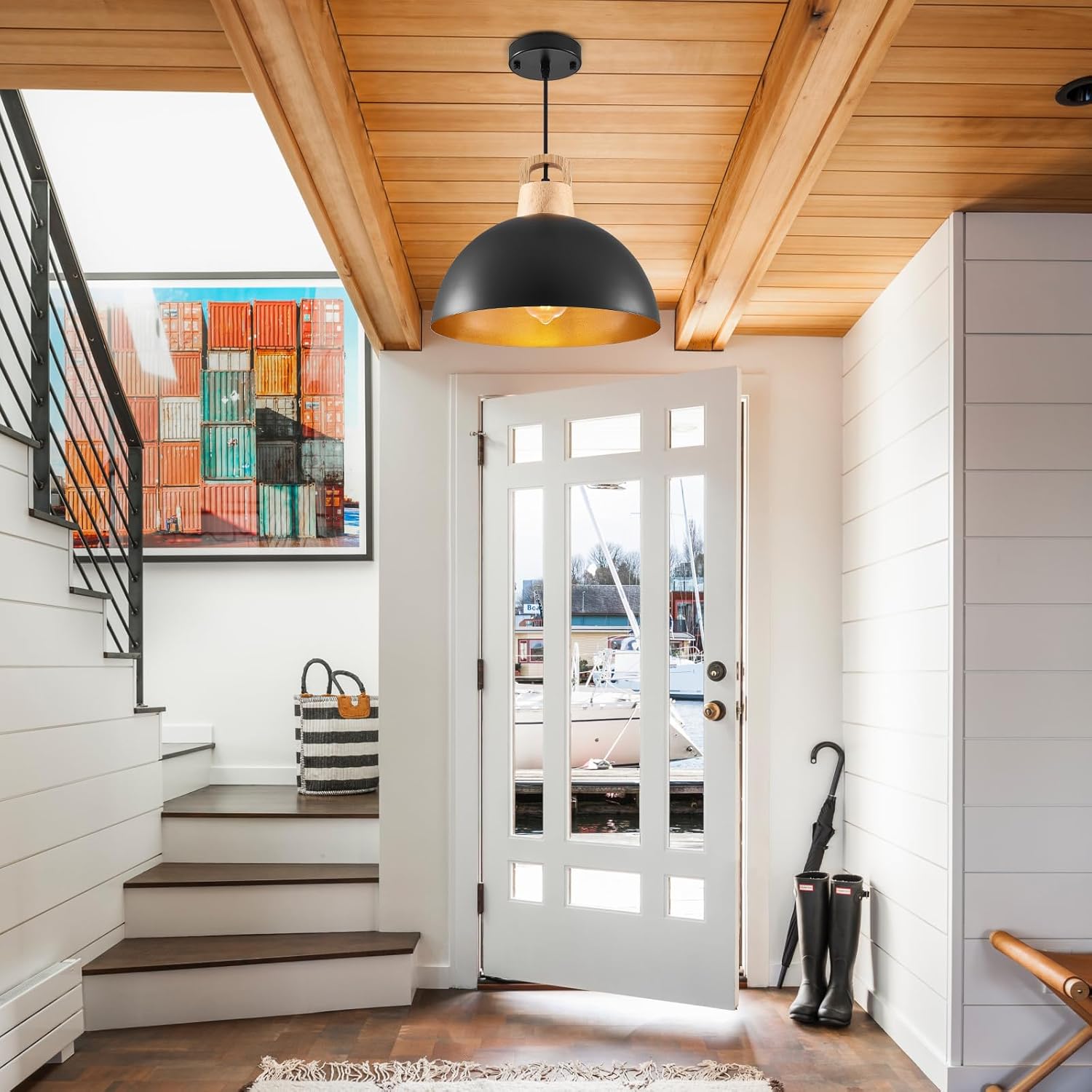 Black Pendant Light, 3 Packs 11.8inch Modern Pendant Lights, Farmhouse Pendant Lights Kitchen Island, Kitchen Pendant Light for Bedroom; Office; Living Room