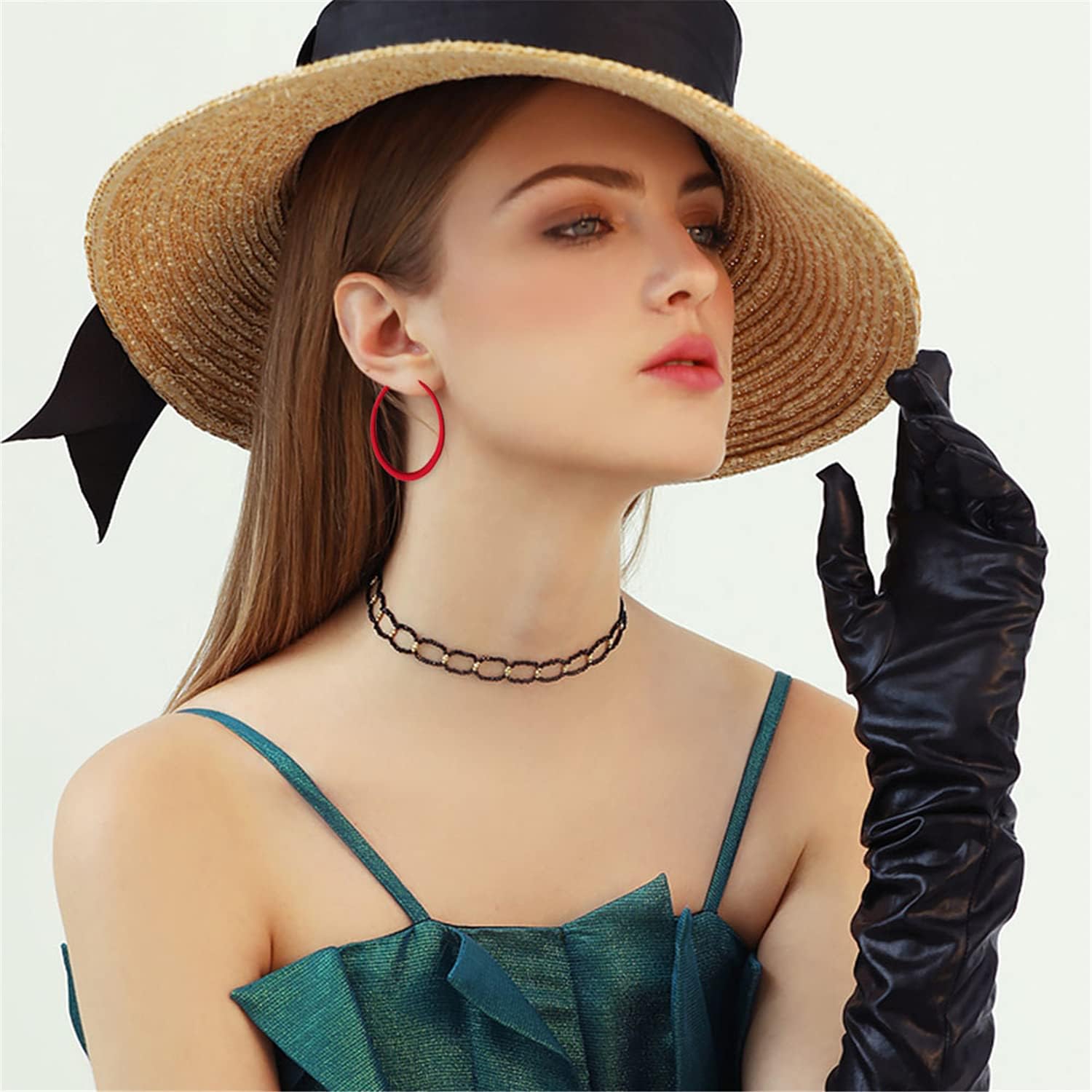 70s 80s Classic Vintage Big Colorful Matte Metal Hoop Earrings Retro Neon Large Earrings Party Dangle Drop Earrings Accessories for Women (Red) - Image 5