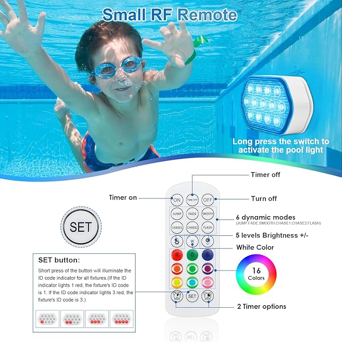 Luces para Piscina QOLNBY LED Recargables 1 Pack IP68 miniatura 6