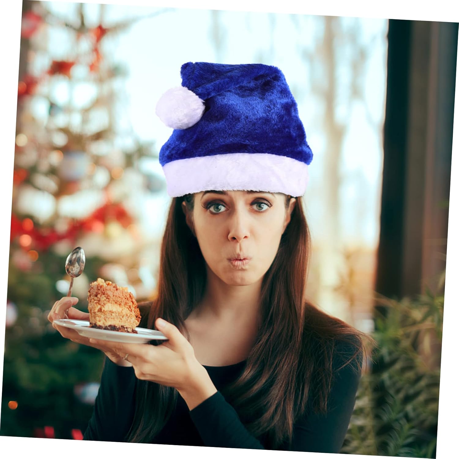 6 - Pack of Plush Santa Hat Christmas Cone Cap Xmas Supplies Christmas Hat Christmas Bauble Hats Christmas Santa