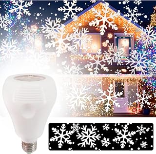 Snowflake LED Projector Light, Christmas Snowfall Projection Light LED Landscape Spotlight for Indoor Outdoor Xmas Party Winter Holiday Garden Decorations Gift (Bulb Style, E26/E27 Socket)