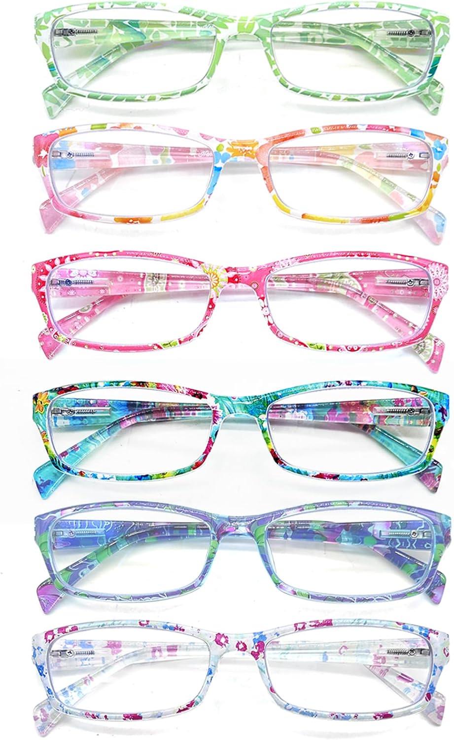 Henotin 6-Pack Reading Glasses Blue Light Blocking Anti Eyestrain Computer Reading Glasses for Women and Men Readers (Mix Color-D, 1.25, Diopters)