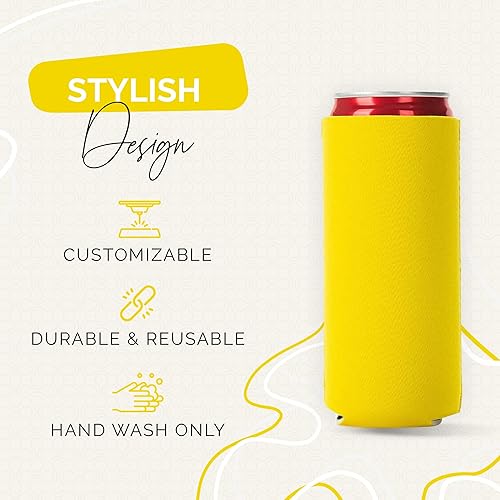Miniatura 10 de Paquete de 12 fundas delgadas para enfriar latas, aisladores plegables de neopreno en blanco de 12 onzas, enfriadores de bebidas delgados para