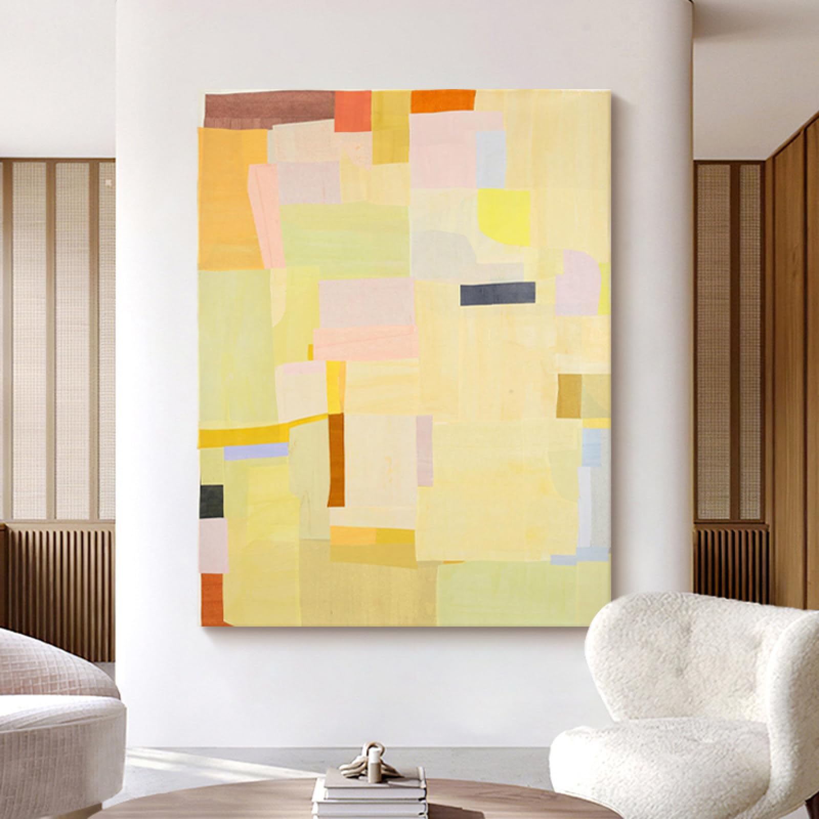 Art sur toile style crème abstrait pour sublimer le design de votre salon
