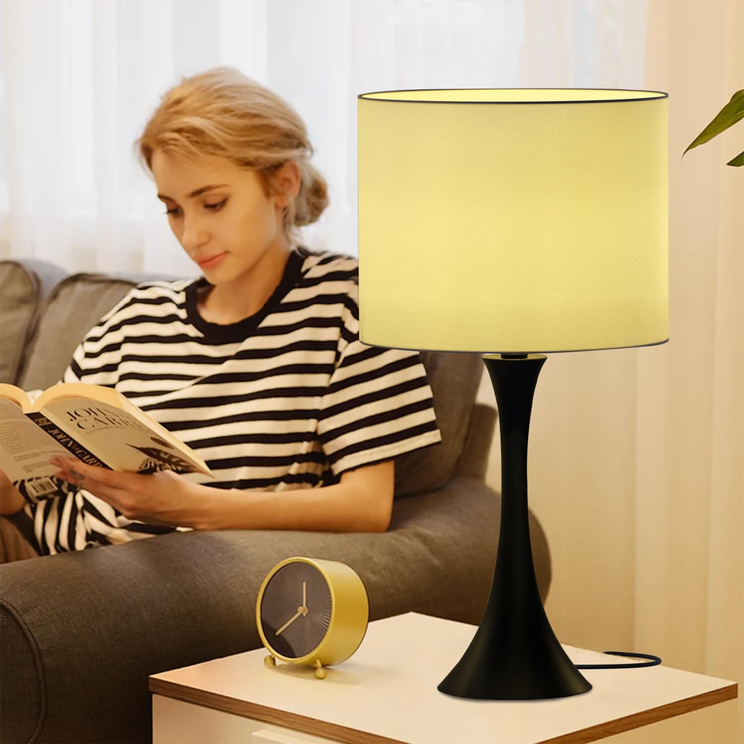 24" Tall Modern Smart Bedside Table Lamps for Bedroom Set of 2, Bedroom Lamp for Nightstand Light Decoration, APP Remote Control & Music Sync Desk Light for Farmhouse Living Room Decor