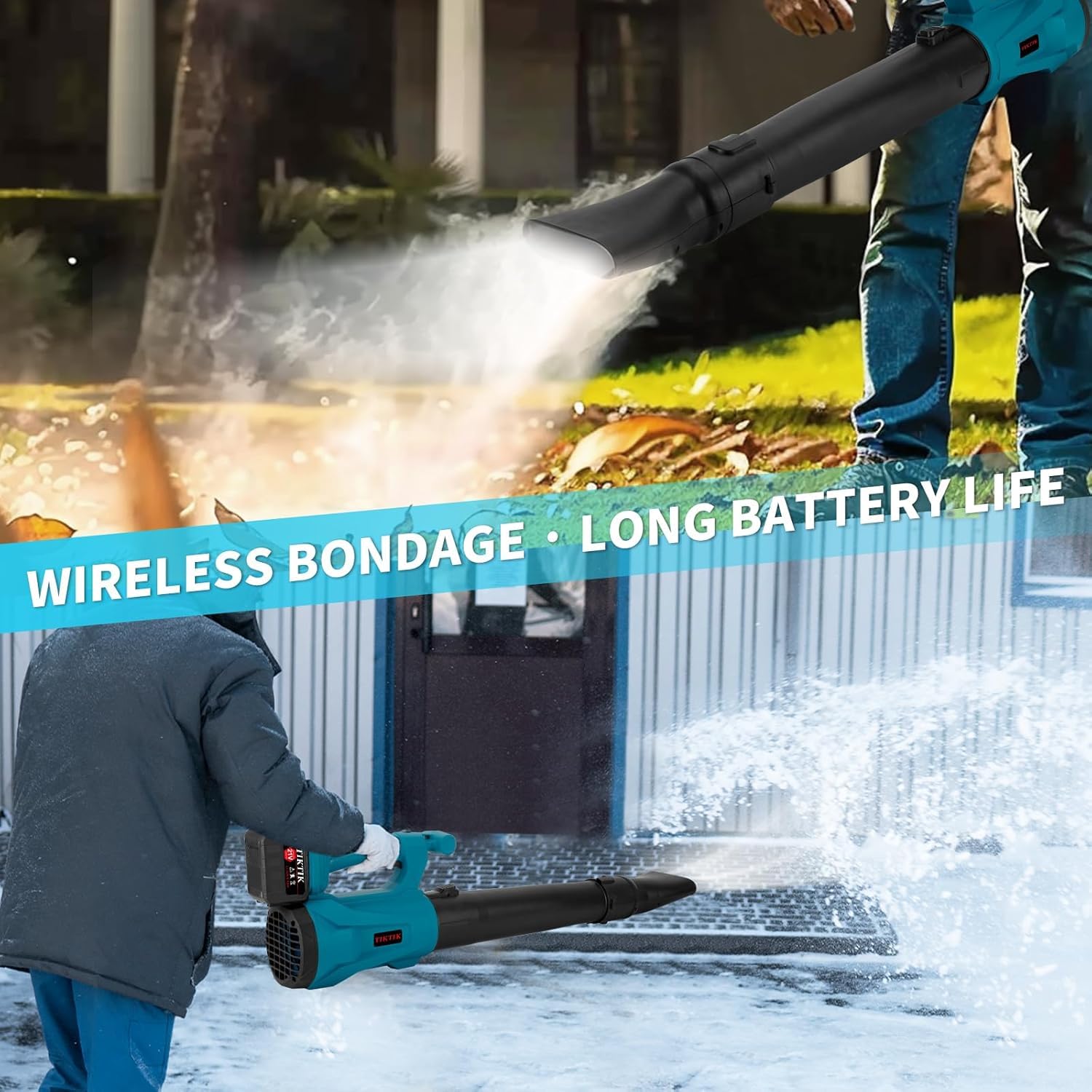 Soffiatore per foglie senza fili, trituratore leggero 24000 giri/min, 6 marce di regolazione, aspiratore e trituratore per foglie con batterie e caricabatteria per la rimozione delle foglie, in giar