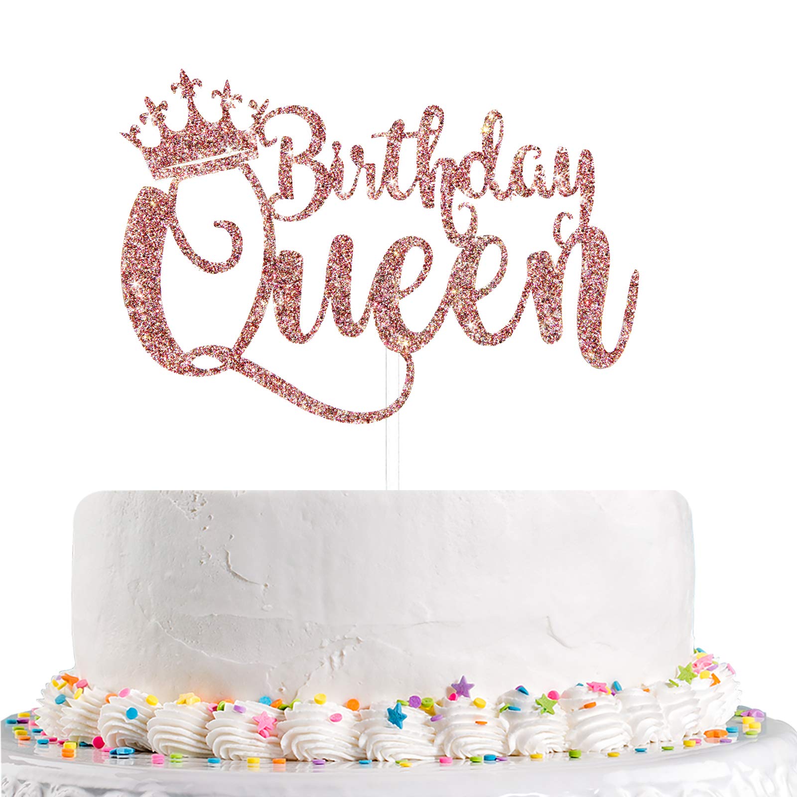 Buy Talorine Rose Gold Glitter Queen Birthday Cake Topper, 1st 16th