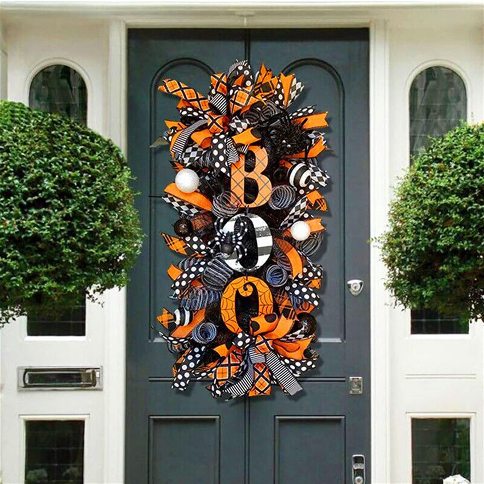 フラワー・リース Halloween wreathe swag Pink and Black Halloween Swag Wreath, Front Door Decor, Halloween
