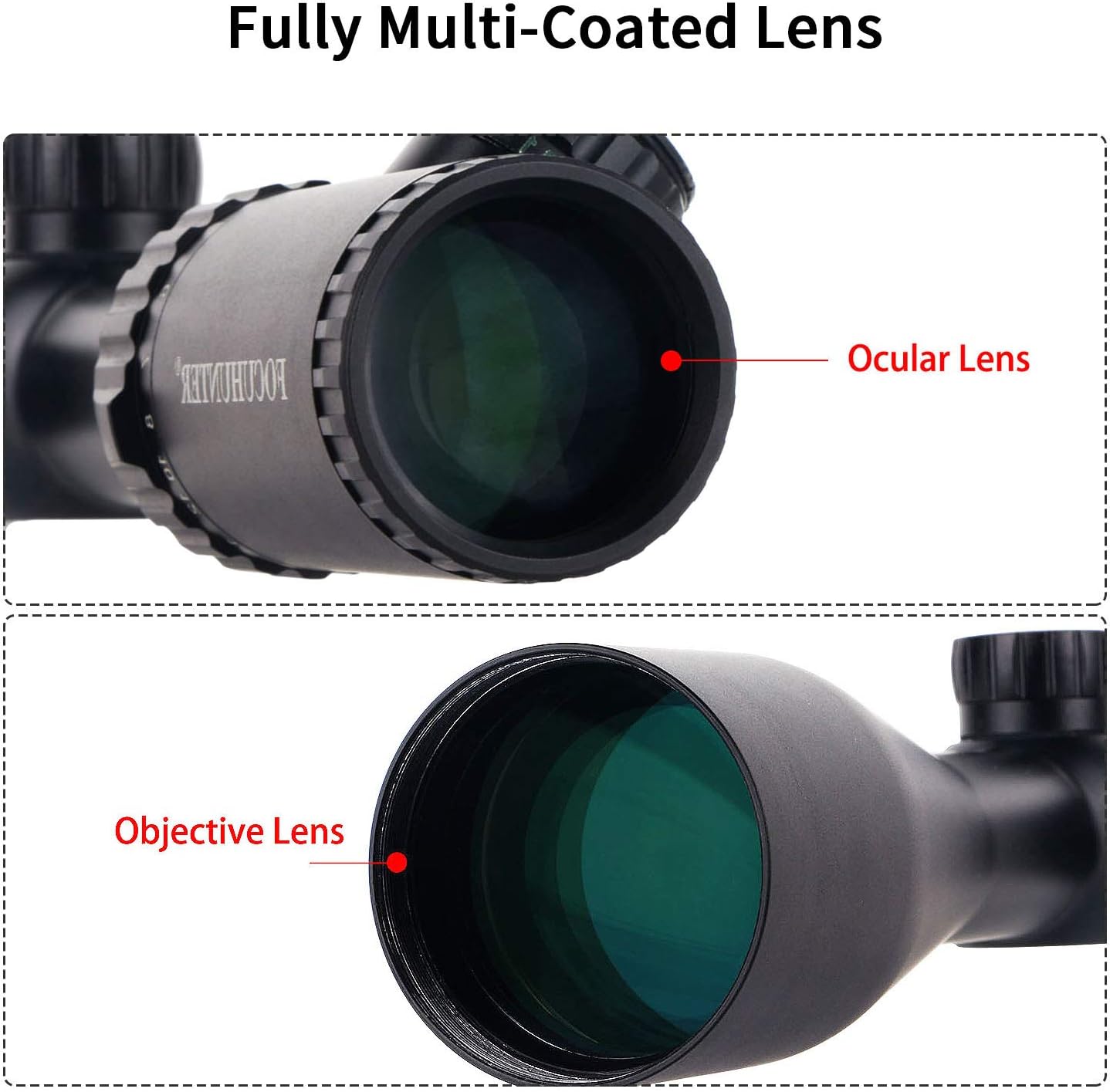 4-24x50 Tactical Scope, Red & Green Illuminated Reticle Scope, 1/2 MOA Windage & Elevation Adjustable Optical Rangefinder, Multi-Coated Lens with Throw Lever Picatinny Dovetail Rings