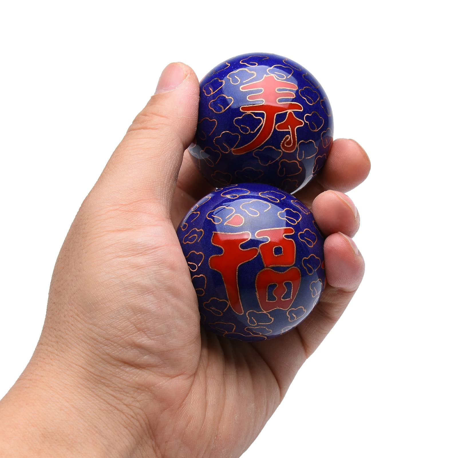 5 cm chinesische Baoding Bälle Gesundheit Training Massagebälle für Handtherapie Glück und Langlebigkeit blaue Kugeln mit Box Eltern Geburtstagsgeschenk TQGJST137