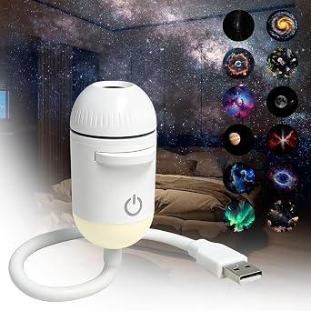 Pipihome Galaxy Projector Night Light, USB Galaxy Star Projector with 12 Sliding Projection Films, 360  Starry Sky Night Light Projector for Bedroom Ceiling Wall Room Decor [Energy Class A]
