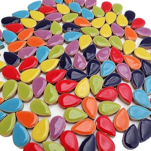 Miniatura 5 de Azulejos de mosaico de cerámica para manualidades, azulejos de mosaico de pétalos de colores surtidos de 7 onzas de cerámica para suministros de