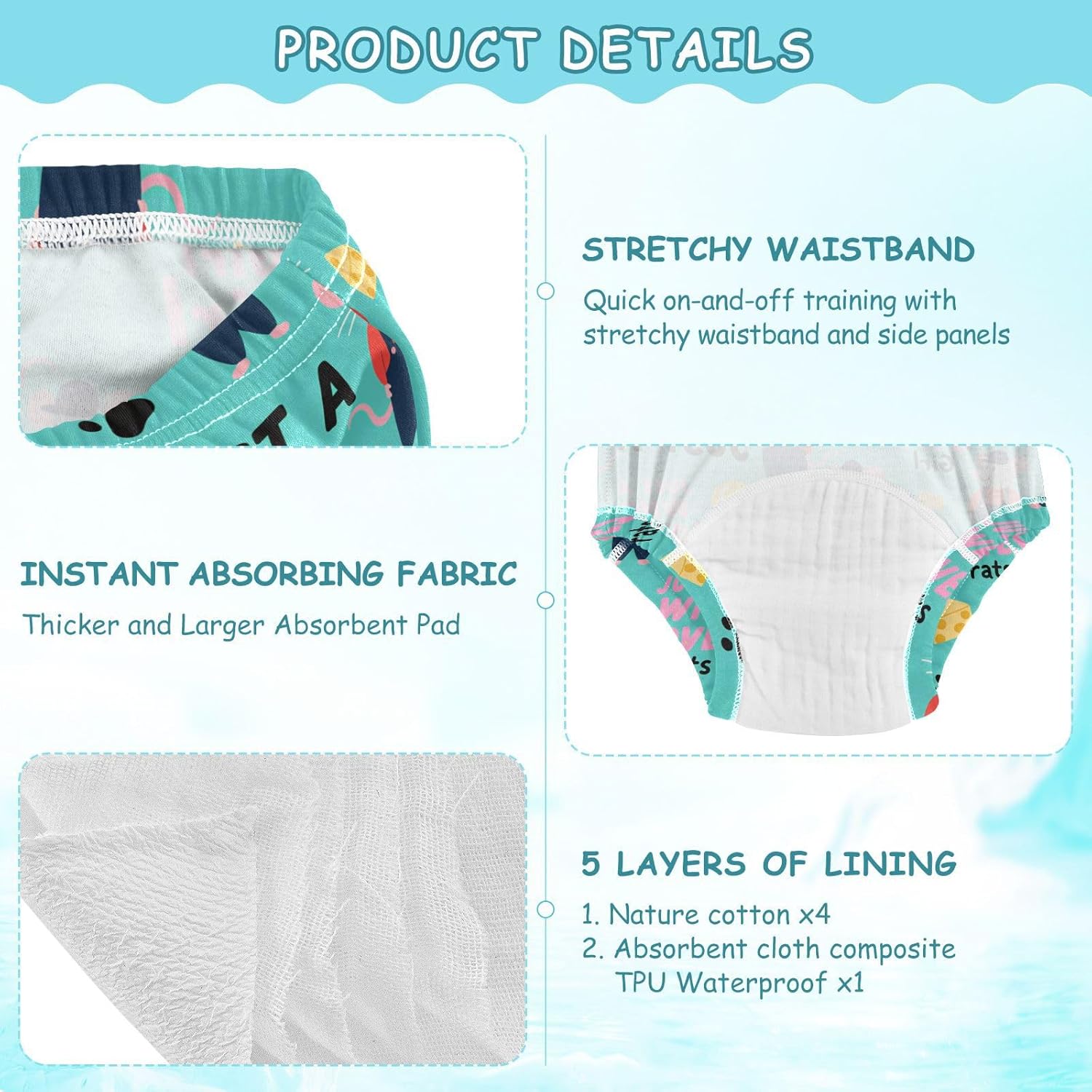 Little Boys Potty Training Underwear Set Soft Cotton Cute Mr Rats Overnight Potty Training Underwear Pants Pants