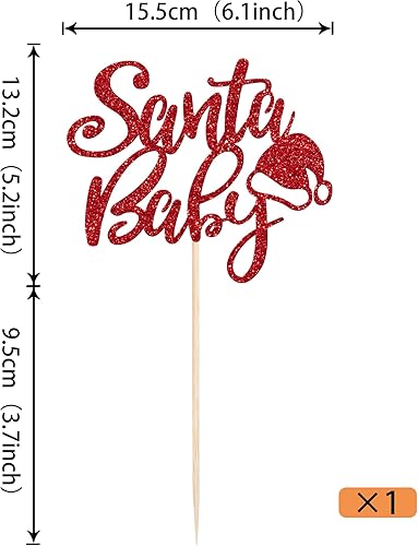 Vista 9 de Rsstarxi 1 paquete de decoración de pastel de Navidad con purpurina verde y rojo hojas de acebo y bayas, sombrero de Papá Noel, barba, decoración