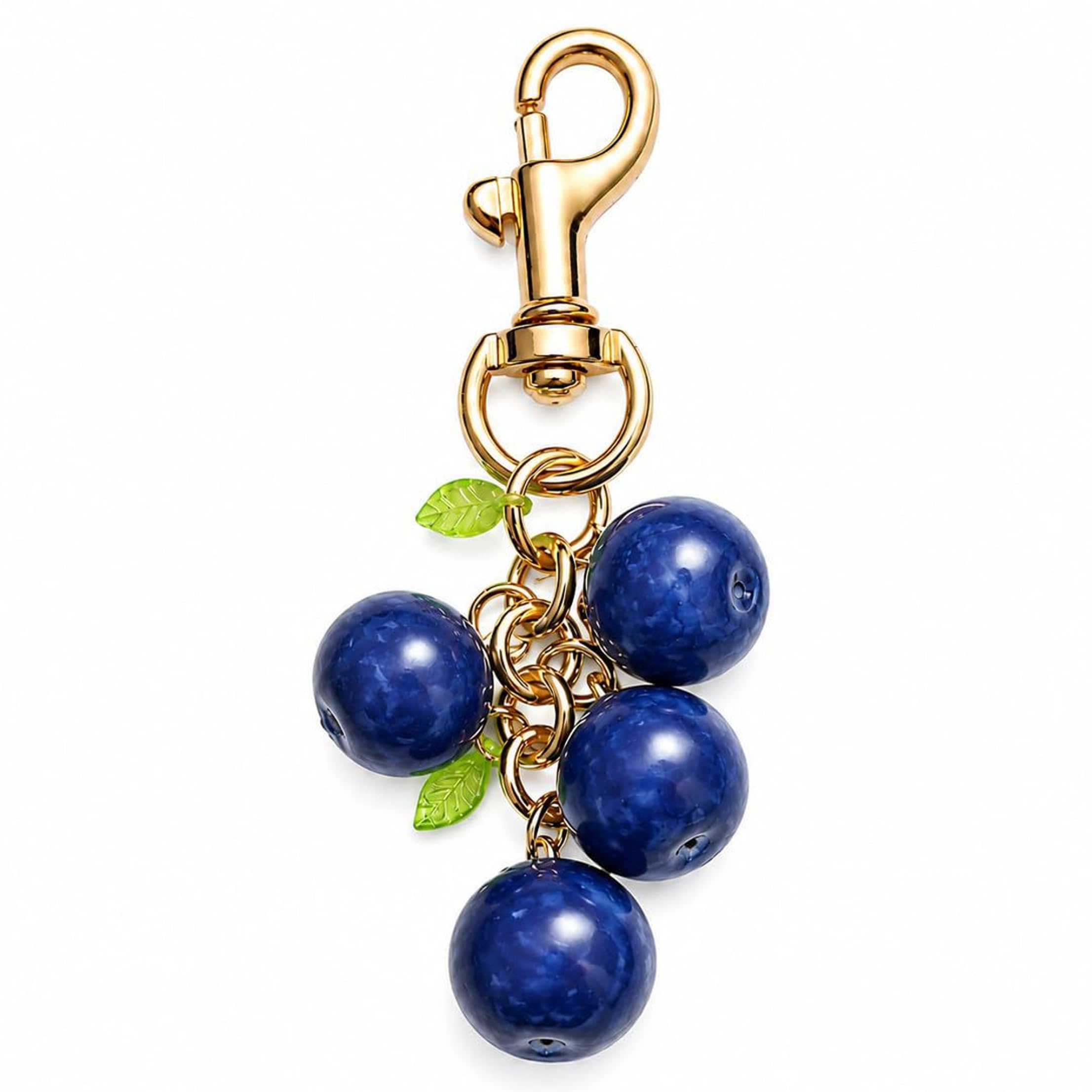 Striegro Blueberry Bag Charm, Cute Fruit Keychain With Leaf - Metal Buckle & Chain for Women Handbag..
