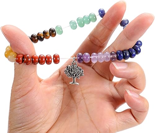 Miniatura 7 de GEHECRST Pulsera de cristal de 7 chakras para mujer, pulsera de cuentas de cristal curativo natural, pulsera de piedras preciosas de chakras,