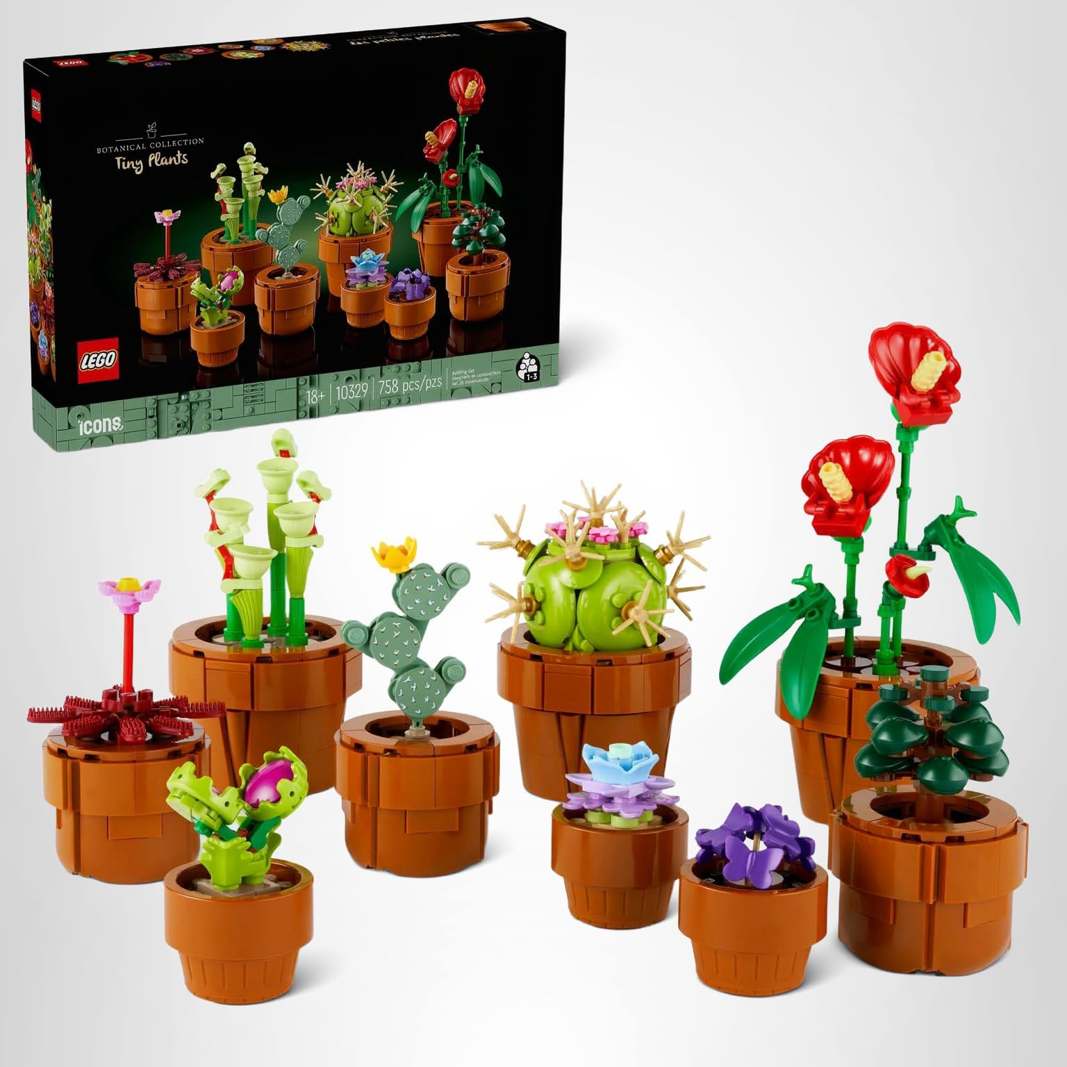 LEGO Botanicals Tiny Plants - Artificial, Fake Indoor Plant Building Set for Home, Kitchen, Desk Decoration, Adults Ages 18+ - Gift for Birthdays - 10329