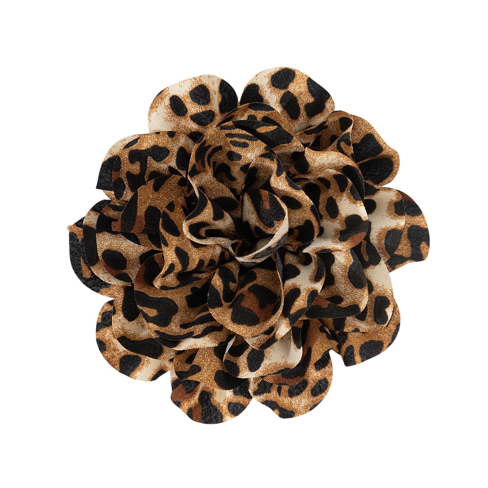 Haiki Women's Brown Leopard Print Flower Duckbill Clip Brooch Exaggerated Floral Shaped Corsage Versatile Fashion Accessory For