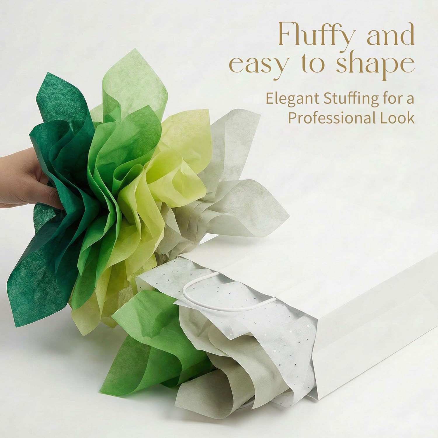 UNIQOOO 500 Sheets Green Tissue Paper Bulk, 5 Colors Tissue Paper for Gift Bags Gift Wrap Supplies Bulk for Crafts Party Decorations Art Projects, 20x14 Inch