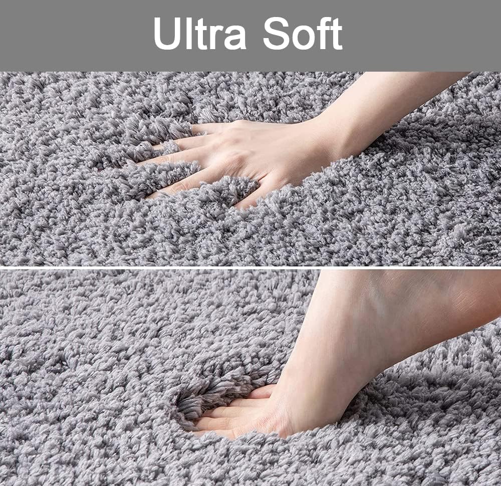 Quadrant Curved Bath Mat, Semi Circular Shower Mat,Microfibre Corner Shower Mats Non Slip, Fluffy Washable Curved Bath Mat Rug (Gray)