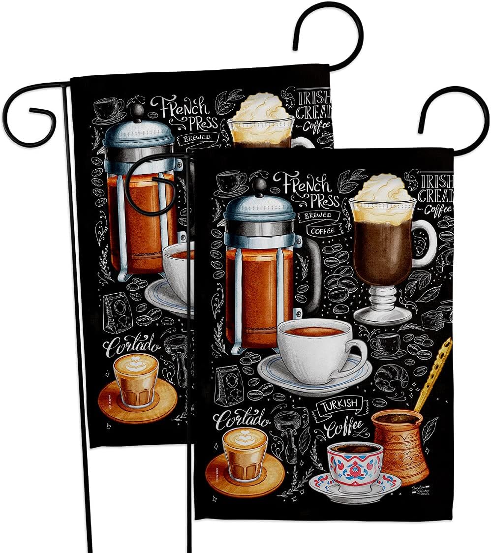 Ultimate Coffees Garden Flags 2pcs Pack Beverages Coffee Tea Latte Capucchino Expresso Drink Cream Cup Teapot Small Decorative Gift Yard House Banner Double-Sided Made In USA 13 X 18.5