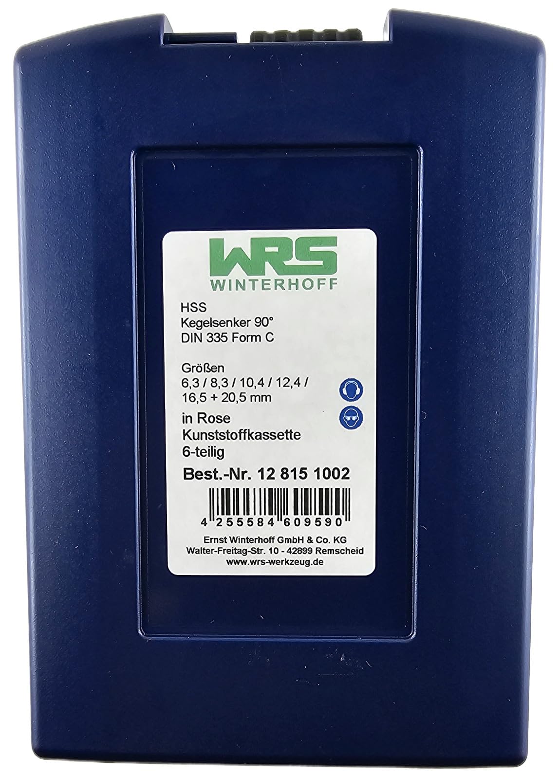 WRS Qualitäts Kegelsenker Satz, Industriequalität, in ROSE-Kunststoffkassette, 6,3-20,5 mm Ø, 6-tlg., HSS - für Stahl
