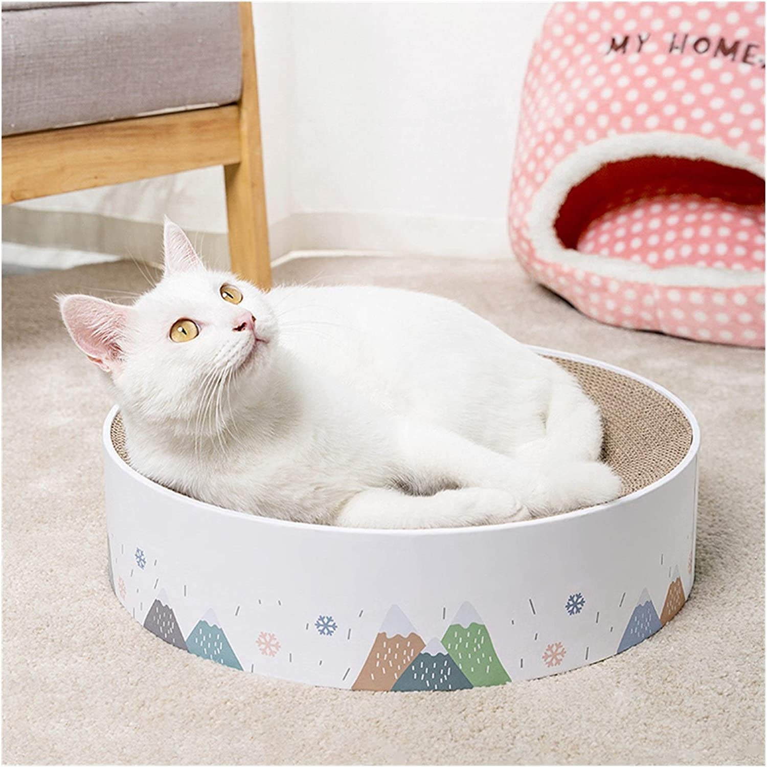 Tiragraffi Per Gatti Cartone Tiragraffi Tondo Per Gatti Di Qualità Superiore In Cartone E Per La Costruzione Portatile Soggiorno(33 * 33 * 3.5cm)