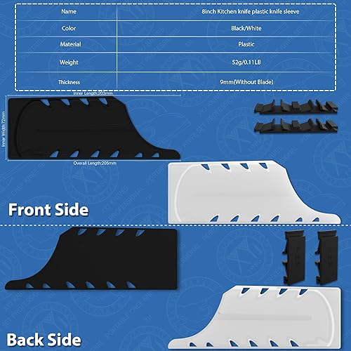 Miniatura 2 de Authentic XYJ Since 1986, 2 fundas largas para cuchillos con soportes, cubierta de hoja de cuchillo de chef, fundas para cuchillos de cocina,