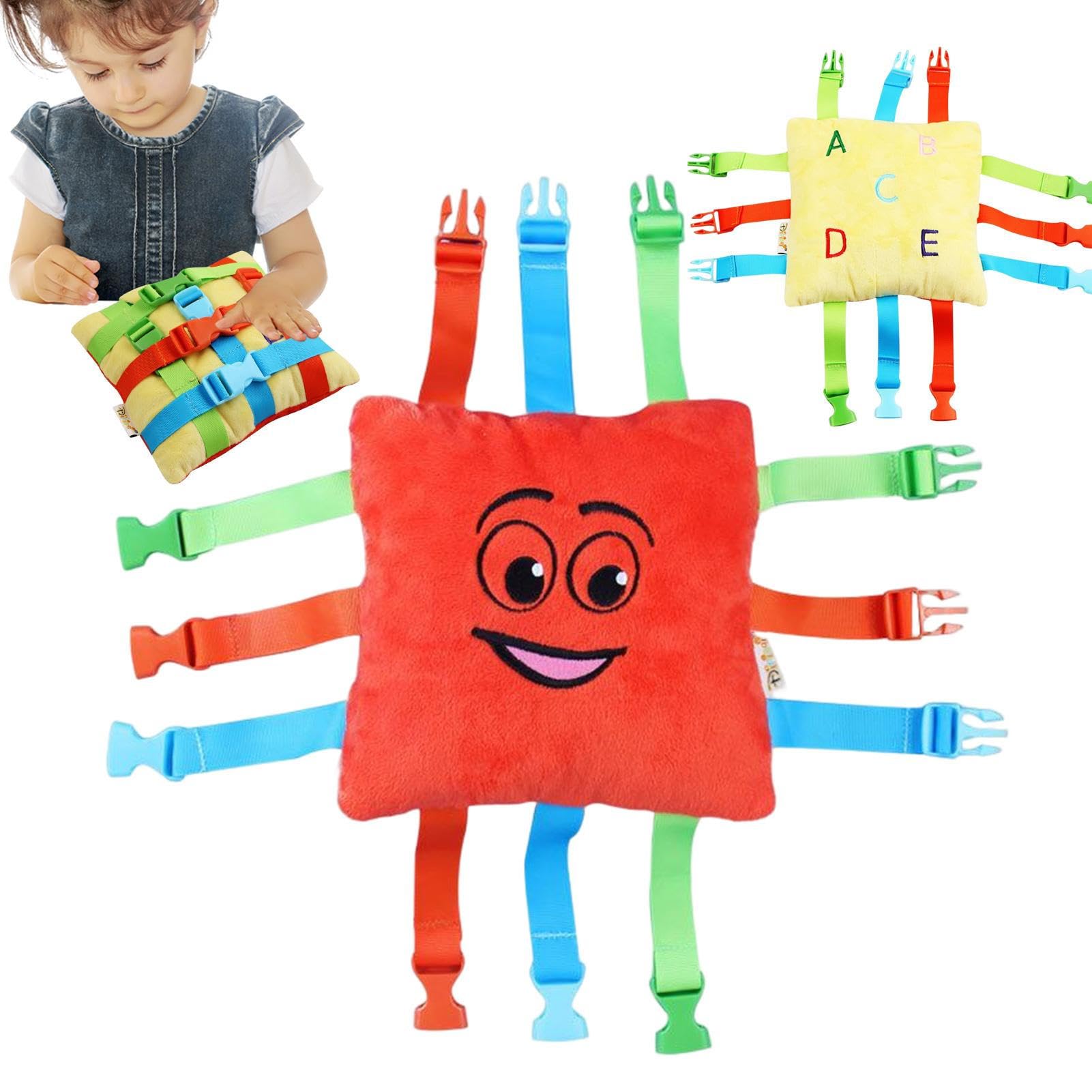 Cojín sensorial con hebilla: educativo para niños pequeños, muñeca con hebilla, educativo de motricidad fina, bolsillo interactivo con cremallera y forma de números, de