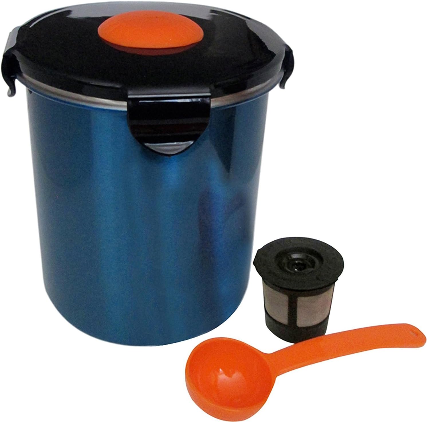 Blue Coffee Canister by BeanSafe Coffee Storage Solution - Stainless Steel Coffee Container with airtight Black Top