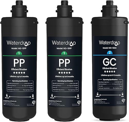 Waterdrop TSA - Filtro de agua de repuesto de 3 etapas, repuesto para Waterdrop TSA y TSB y TSB-CM Sistema de filtración de agua de 3 etapas debajo