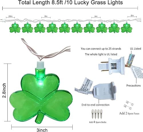 Miniatura 2 de Cadena de luces de cerveza para decoración del día de San Patricio, 8.5 pies, cadena de luces para taza de cerveza con 10 luces para tazas de
