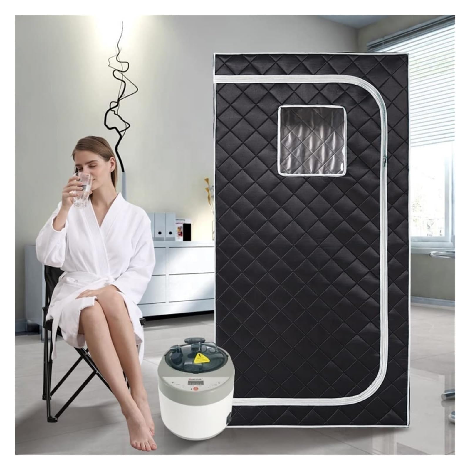 Namiot Saunowy, Sauna domowa parowa, sauna korzystna dla skóry maszyna 4,0 l, kąpiel wyszczuplająca SPA zdrowie prosta wspólna stalowa rama namiot do sauny(Green Only Tent)