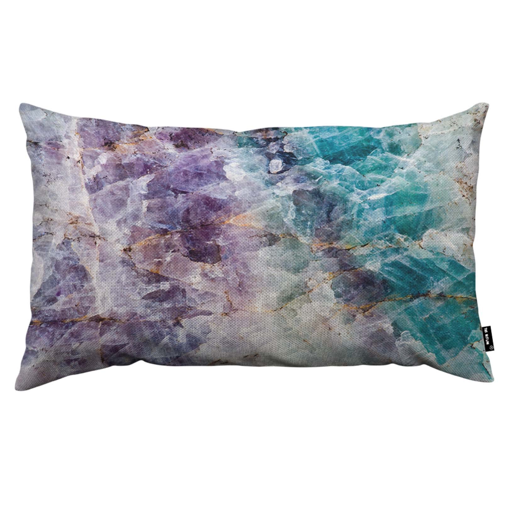TKS MITLAN Quartz Stone Pattern Pillow Cover 12x20 inch Colorful Crystal Rock Precious Gem Blue Purple Ore Rough Shiny Geology Pillows Decorative Throw Pillows Farmhouse Decor for Home Cushion Case