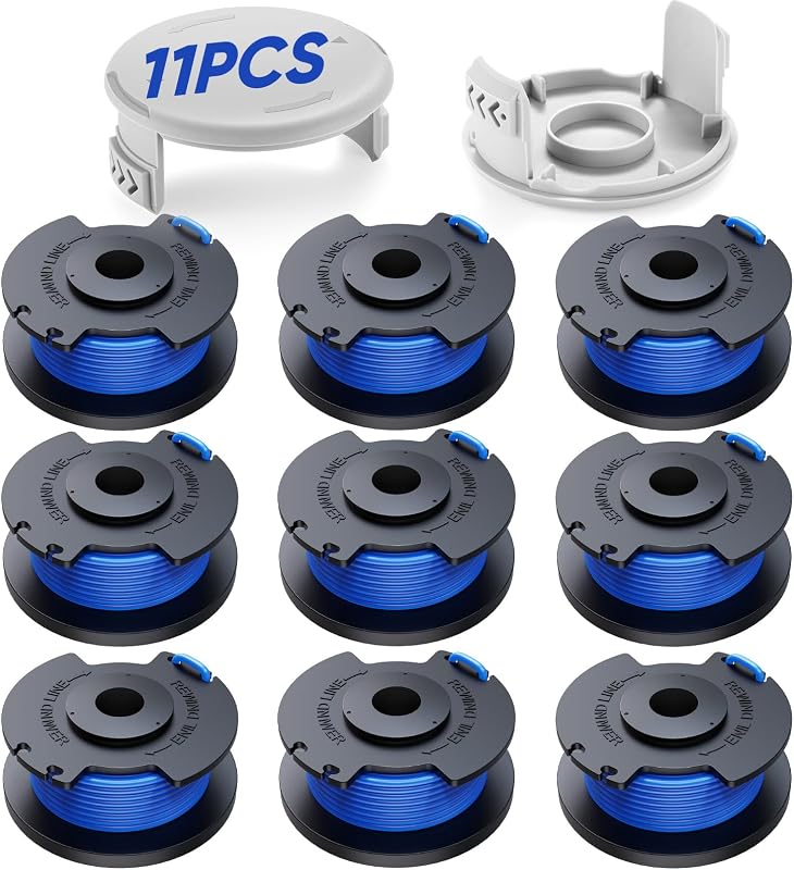 YWTESCH 11 Pack Weed Wacker String Replacement Compatible with Ryobi One+ String Trimmers, 0.065'' AC14RL3A String Trimmer Refill Spool Autofeed Weed Eater String for Ryobi 18v,24v,40v(9 Spool+2 Cap)
