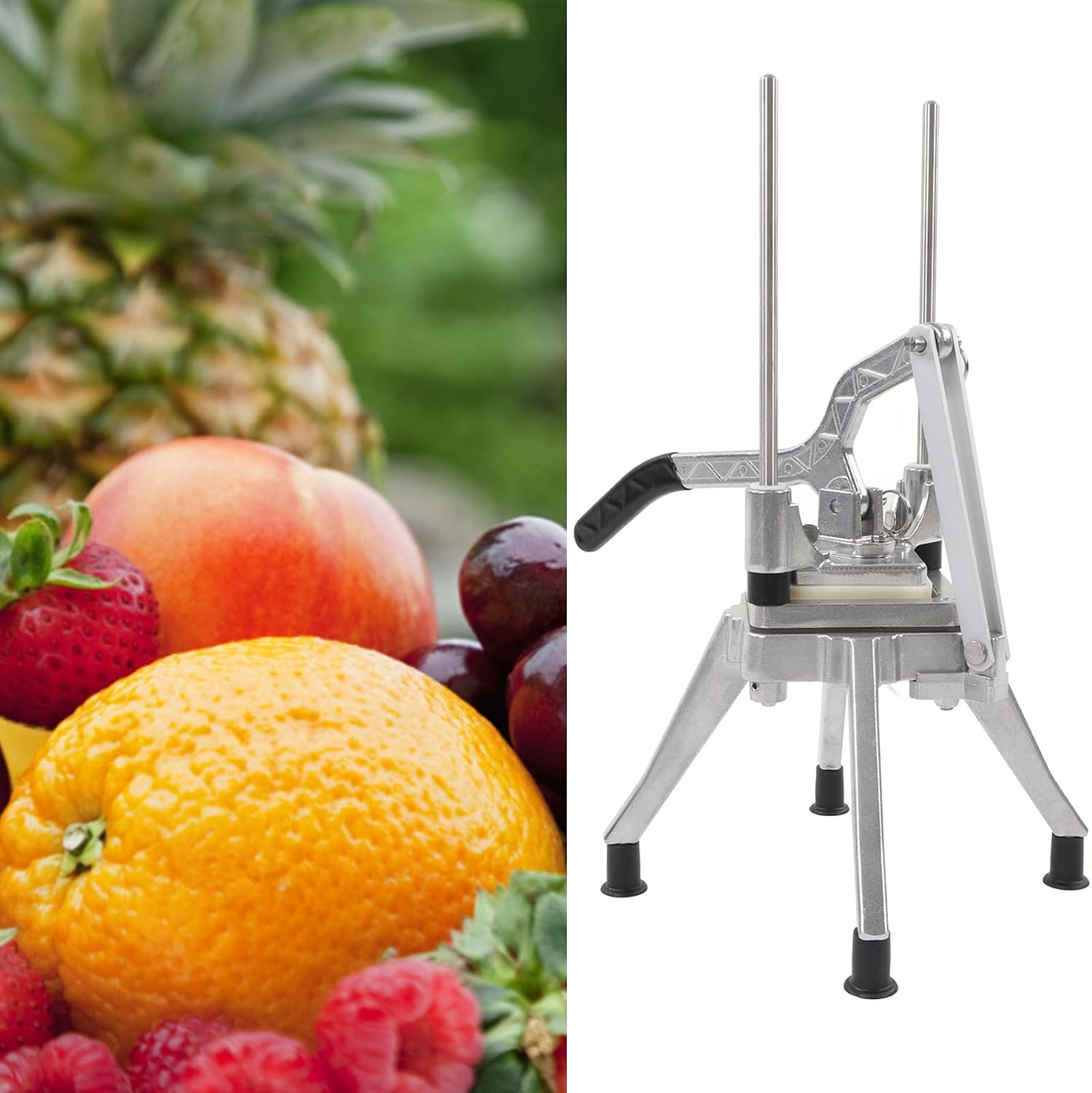 MAVIS LAVEN Manual Vegetable Fruit Chopper Professional Potato Stainless Steel with 4 Interchangeable Blades for Restaurants Hotels Cafeterias