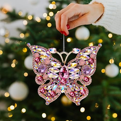 Vista 5 de Adornos de Navidad de mariposa 2023, adorno colgante de mariposa para decoración de árbol de Navidad, regalos de recuerdo de mariposa para mujeres