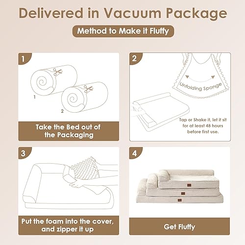 Miniatura 6 de EHEYCIGA Cama de espuma viscoelástica para perros de tamaño mediano, cama ortopédica impermeable para perros con funda extraíble lavable, sofá cama