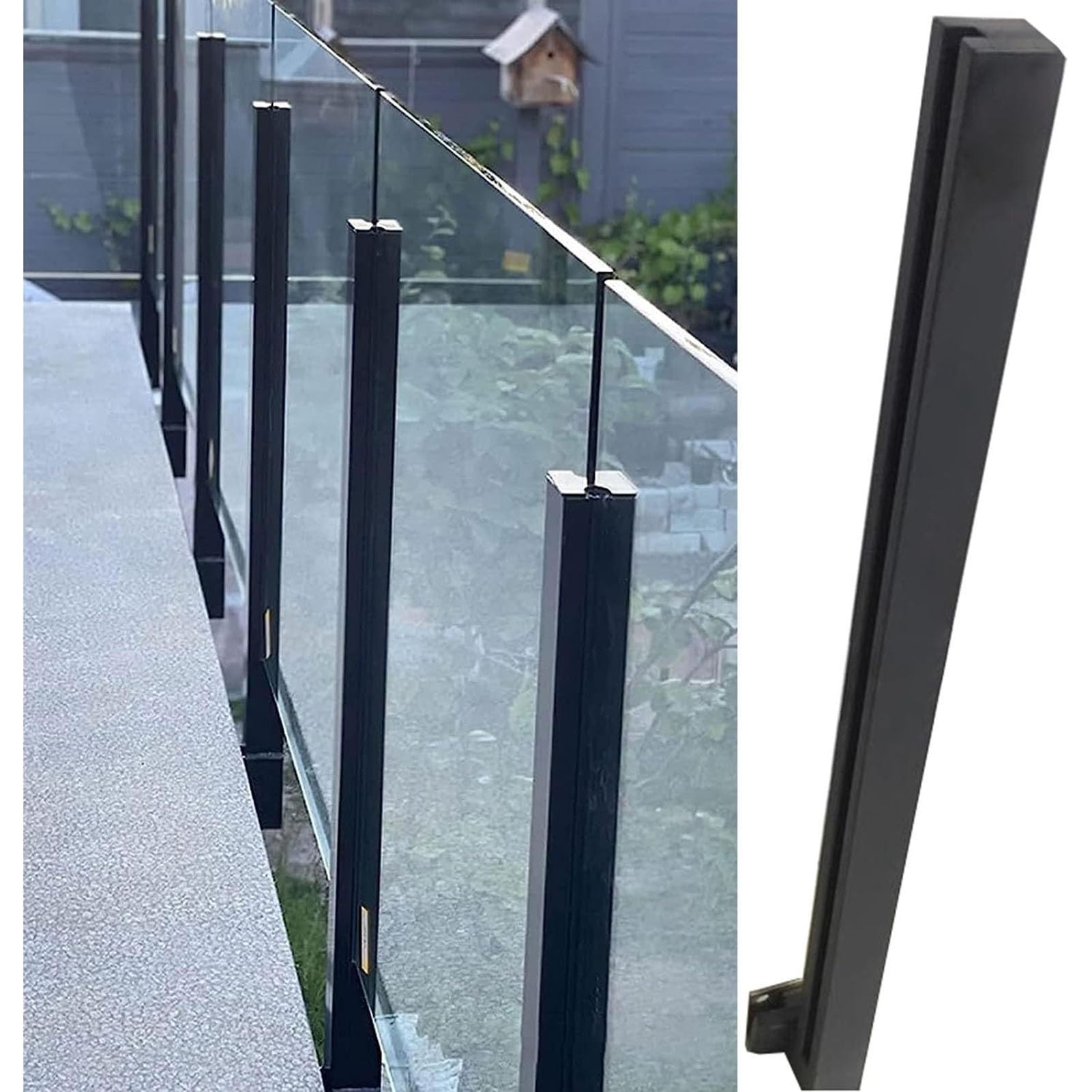 Poteau de garde-corps en verre noir pour clôture de piscine extérieure et balustre d'escalier