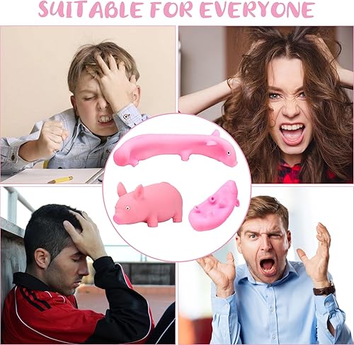 Miniatura 6 de 3 bolas antiestrés de cerdo, bolas elásticas y de jalar y estirar, regalos para niños y adultos, juguetes sensoriales para aliviar el estrés, bolas